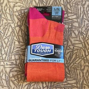 Darn Tough Women's Pink and Orange Wool Socks NWT sz 10 - 11.5